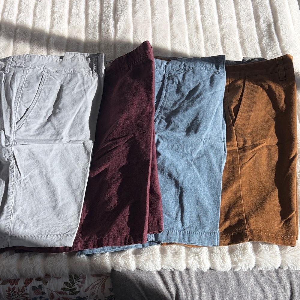 Goodfellow & Co Men's Flat Front Shorts - Gray, Burgundy, Blue, Brown